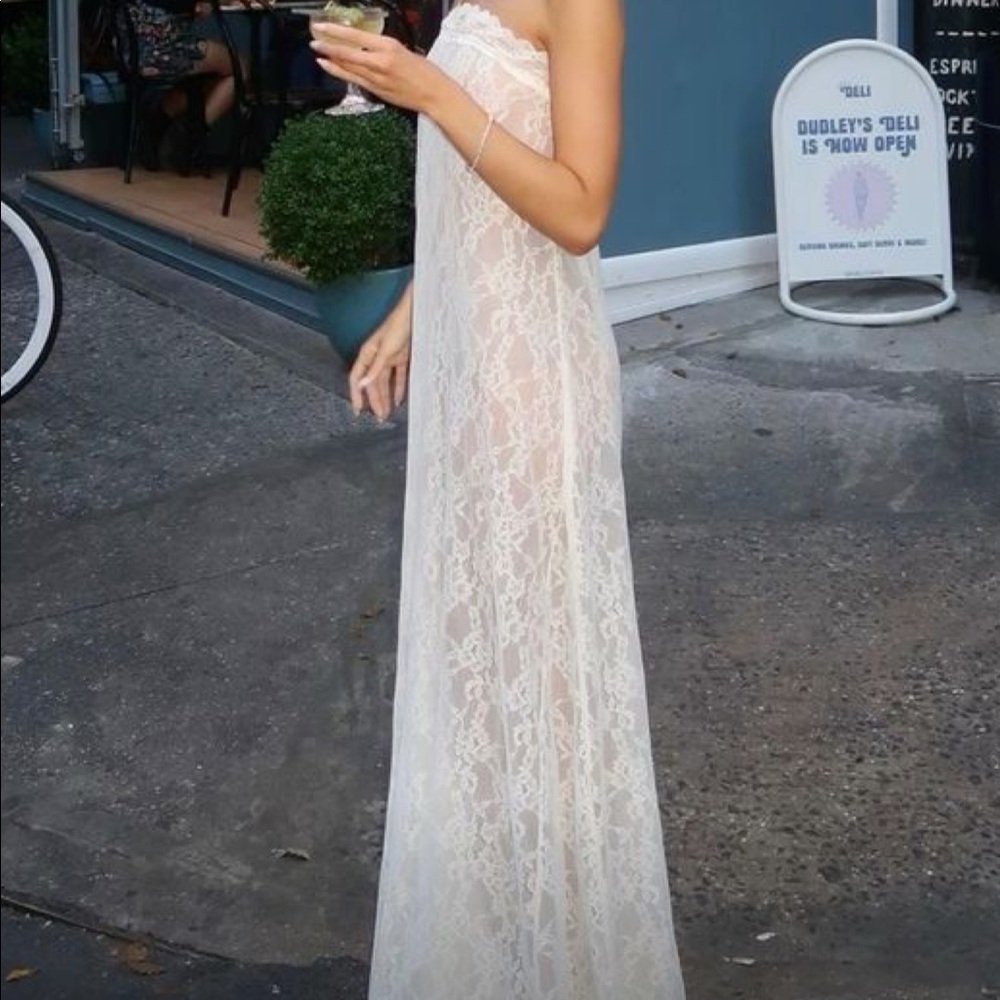 Looking to Purchase We Wore What Strapless Lace Maxi dress.